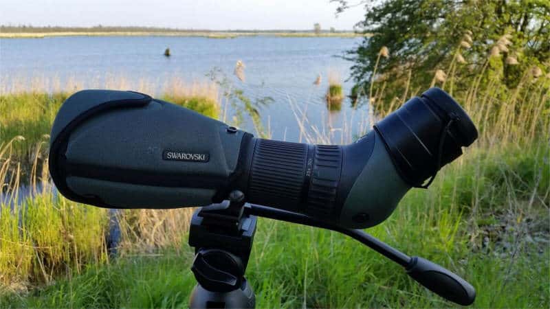 Spektiv im Einsatz - Hier ein Spektiv von Swarovski mit Schrägeinblick auf Stativ